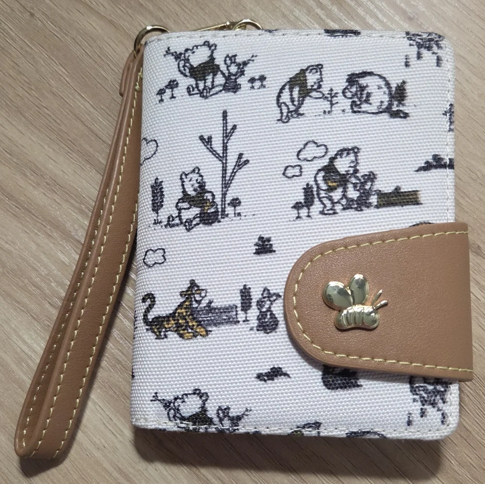 Loungefly Disney Winnie The Pooh Art Canvas Flap Wallet Wristlet Card Holder EUC - Picture 5 of 9